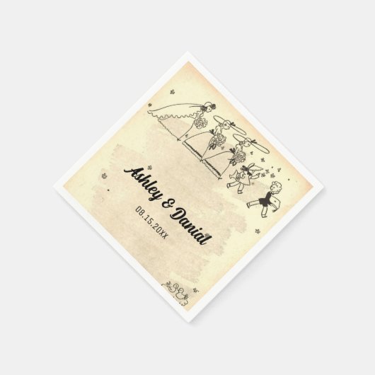 ヴィンテージレトロクラシックブリデスマ素朴イド結婚ズ スタンダードカクテルナプキン (角)