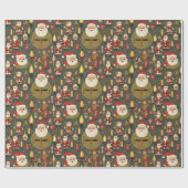 ヴィンテージレトロクリスマスと懐かしい要素 ラッピングペーパー (フラット)