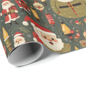 ヴィンテージレトロクリスマスと懐かしい要素 ラッピングペーパー (ロールコーナー)