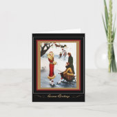 ヴィンテージレトロクリスマスアイススケートで滑る1920sカード シーズンカード (正面)