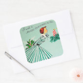 ヴィンテージレトロクリスマスウィッシュホリデーシール スクエアシール (封筒)