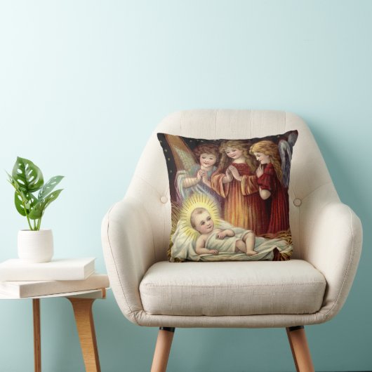 ヴィンテージレトロクリスマスエンジェルズウィズベビーイエス クッション (椅子)