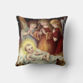 ヴィンテージレトロクリスマスエンジェルズウィズベビーイエス クッション (裏面)