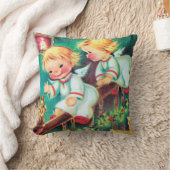 ヴィンテージレトロクリスマスエンジェルズホームデコールピロー クッション (ブランケット)