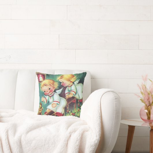 ヴィンテージレトロクリスマスエンジェルズホームデコールピロー クッション (ソファ)