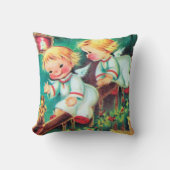 ヴィンテージレトロクリスマスエンジェルズホームデコールピロー クッション (正面)