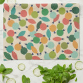 ヴィンテージレトロクリスマスオーナメントとライト キッチンタオル (折り畳み)