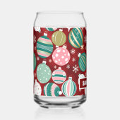 ヴィンテージレトロクリスマスオーナメントと雪 ガラス缶 (正面)