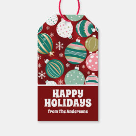 ヴィンテージレトロクリスマスオーナメントと雪 ギフトタグ