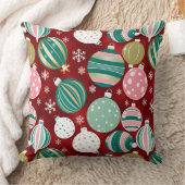 ヴィンテージレトロクリスマスオーナメントと雪 クッション (ブランケット)