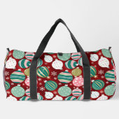 ヴィンテージレトロクリスマスオーナメントと雪 ダッフルバッグ (裏面)