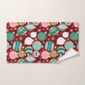 ヴィンテージレトロクリスマスオーナメントと雪 バスタオルセット (ハンドタオル)