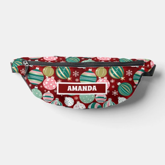 ヴィンテージレトロクリスマスオーナメントと雪 ファニーパック (レイダウン)