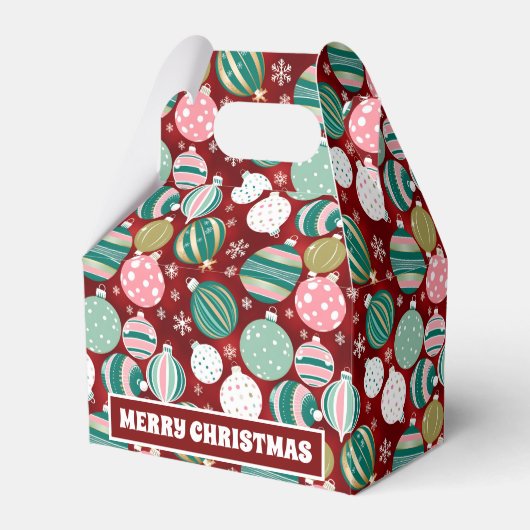 ヴィンテージレトロクリスマスオーナメントと雪 フェイバーボックス (正面サイド)