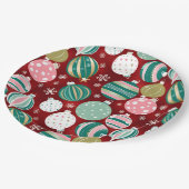 ヴィンテージレトロクリスマスオーナメントと雪 ペーパープレート (アングル)