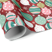ヴィンテージレトロクリスマスオーナメントと雪 ラッピングペーパー (ロールコーナー)