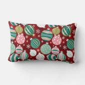 ヴィンテージレトロクリスマスオーナメントと雪 ランバークッション (裏面)