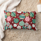 ヴィンテージレトロクリスマスオーナメントと雪 ランバークッション (ブランケット)