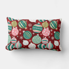 ヴィンテージレトロクリスマスオーナメントと雪 ランバークッション