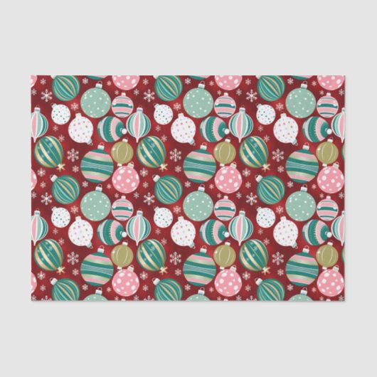 ヴィンテージレトロクリスマスオーナメントと雪 薄葉紙 (正面)