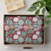 ヴィンテージレトロクリスマスオーナメントと雪 薄葉紙 (ギフト)