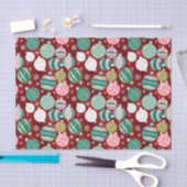 ヴィンテージレトロクリスマスオーナメントと雪 薄葉紙 (クラフト)