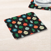 ヴィンテージレトロクリスマスオーナメントパターン スクエアペーパーコースター (アングル)