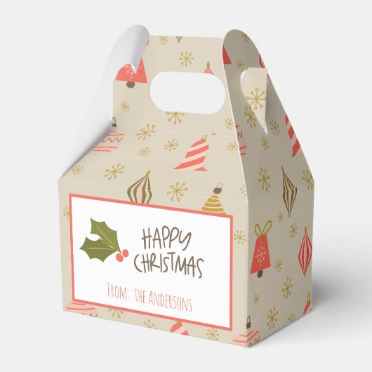 ヴィンテージレトロクリスマスオーナメントパターン フェイバーボックス (正面サイド)