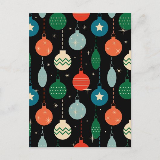 ヴィンテージレトロクリスマスオーナメントパターン ポストカード (正面)
