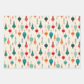 ヴィンテージレトロクリスマスオーナメント休日 ラッピングペーパーシート (正面2)