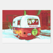 ヴィンテージレトロクリスマスカンパーグリーンレッドホリデイ ラッピングペーパーシート (正面)