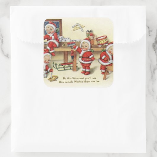 ヴィンテージレトロクリスマスカードホリデーシール スクエアシール (バッグ)