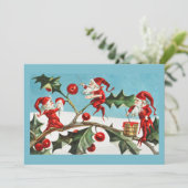 ヴィンテージレトロクリスマスカードホリー&ピクシー シーズンカード (スタンド正面)
