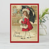 ヴィンテージレトロクリスマスガールとギフト シーズンカード (スタンド正面)