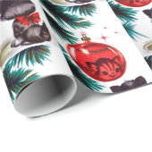 ヴィンテージレトロクリスマスキャットパーティーラップ ラッピングペーパー (ロールコーナー)