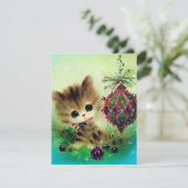 ヴィンテージレトロクリスマスキャットメッセージカードの追加 シーズンカード (スタンド正面)