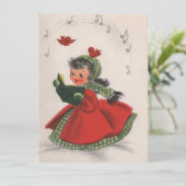 ヴィンテージレトロクリスマスキャロリングガール シーズンカード (スタンド正面)