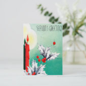 ヴィンテージレトロクリスマスキャンドルホリデーポストカード シーズンポストカード (スタンド正面)