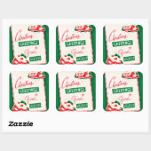 ヴィンテージレトロクリスマスグリーティングシール スクエアシール (シート)