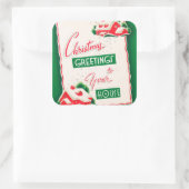 ヴィンテージレトロクリスマスグリーティングシール スクエアシール (バッグ)