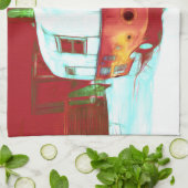 ヴィンテージレトロクリスマスグリーンレッドホリデーキャンパー キッチンタオル (折り畳み)