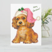 ヴィンテージレトロクリスマスゴールデンリトリーバーワンちゃん シーズンカード (スタンド正面)