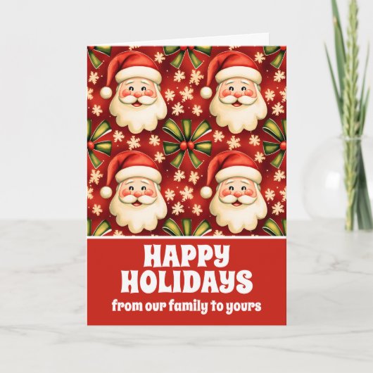 ヴィンテージレトロクリスマスサンタクロースアンドボウズ シーズンカード (正面)