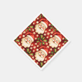 ヴィンテージレトロクリスマスサンタクロースアンドボウズ スタンダードカクテルナプキン (角)