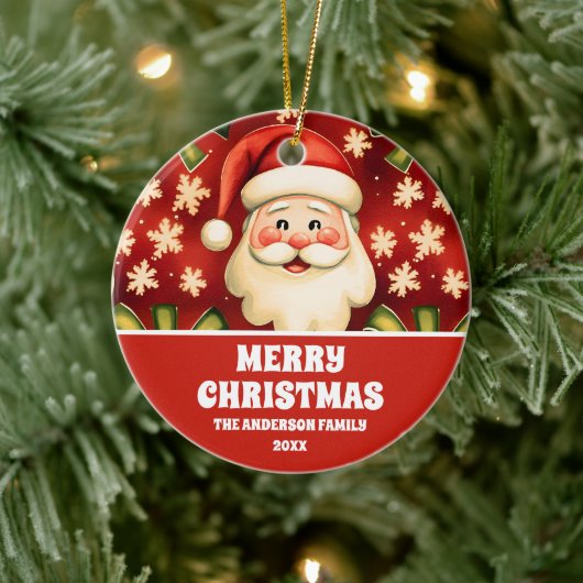 ヴィンテージレトロクリスマスサンタクロースアンドボウズ セラミックオーナメント (ツリー)