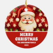 ヴィンテージレトロクリスマスサンタクロースアンドボウズ セラミックオーナメント (裏面)