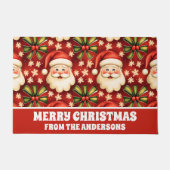 ヴィンテージレトロクリスマスサンタクロースアンドボウズ ドアマット (正面)