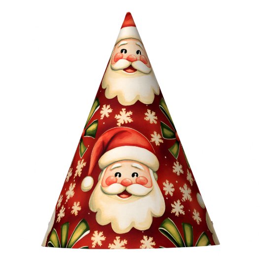 ヴィンテージレトロクリスマスサンタクロースアンドボウズ パーティーハット (正面)