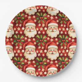 ヴィンテージレトロクリスマスサンタクロースアンドボウズ ペーパープレート