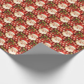 ヴィンテージレトロクリスマスサンタクロースアンドボウズ ラッピングペーパー (角)